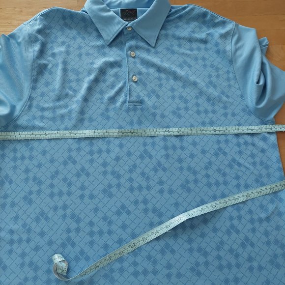 GREG NORMAN short sleeve light blue golf polo shirt pattern front men's large - Picture 10 of 11
